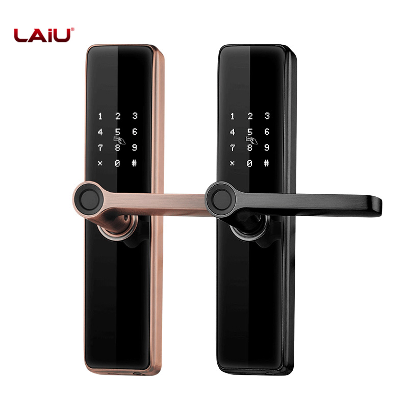 LAIU Secure Finger ID Anti-peep Code Keyless Entry Door Lock with Handle for Front Door Bedroom Home Office