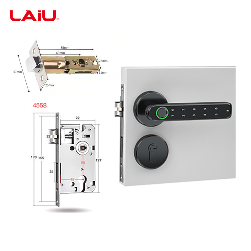 LAIU Biometric Smart Fingerprint Door Lock Touchscreen Keypad Deadbolt Lock with Reversible Handle for Home Bedroom Apartment