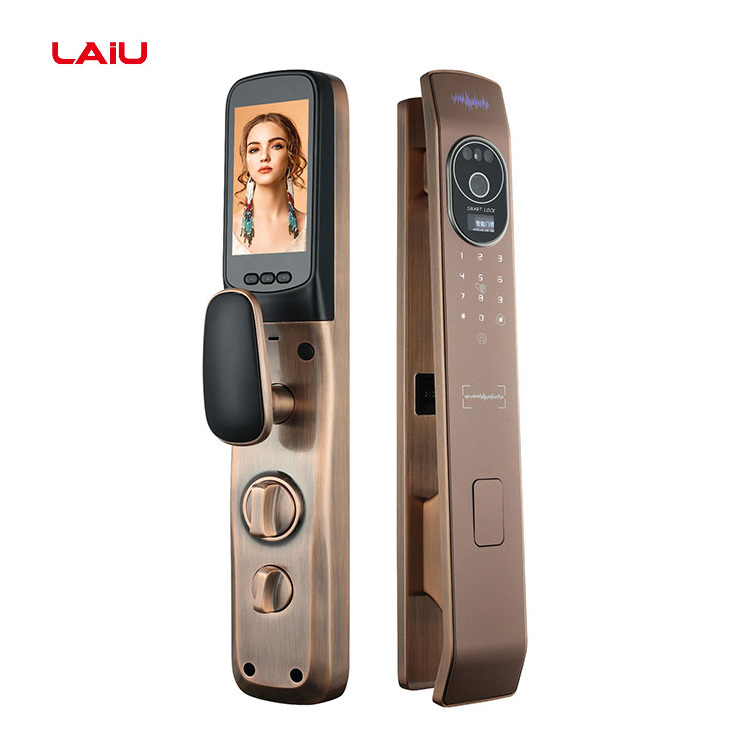 LAIU  Home Front Door Keyless Smart Lock 3D Face Recognition Fingerprint/Finger Vein And Password  Door Lock With Camera