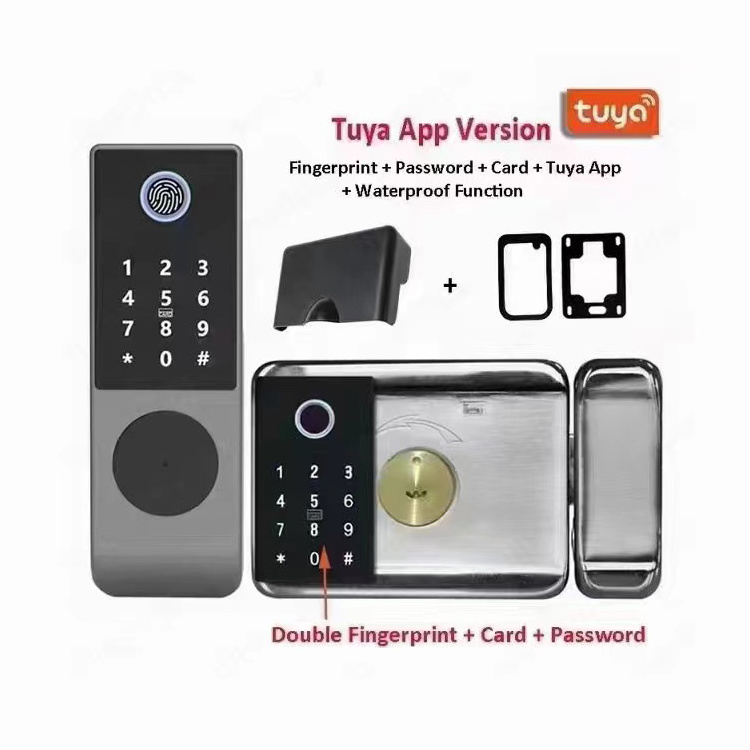 LAIU T2 Waterproof Wifi Smart Lock Fingerprint Password Code Card Tuya Ttlock Remote Control Gate Lock