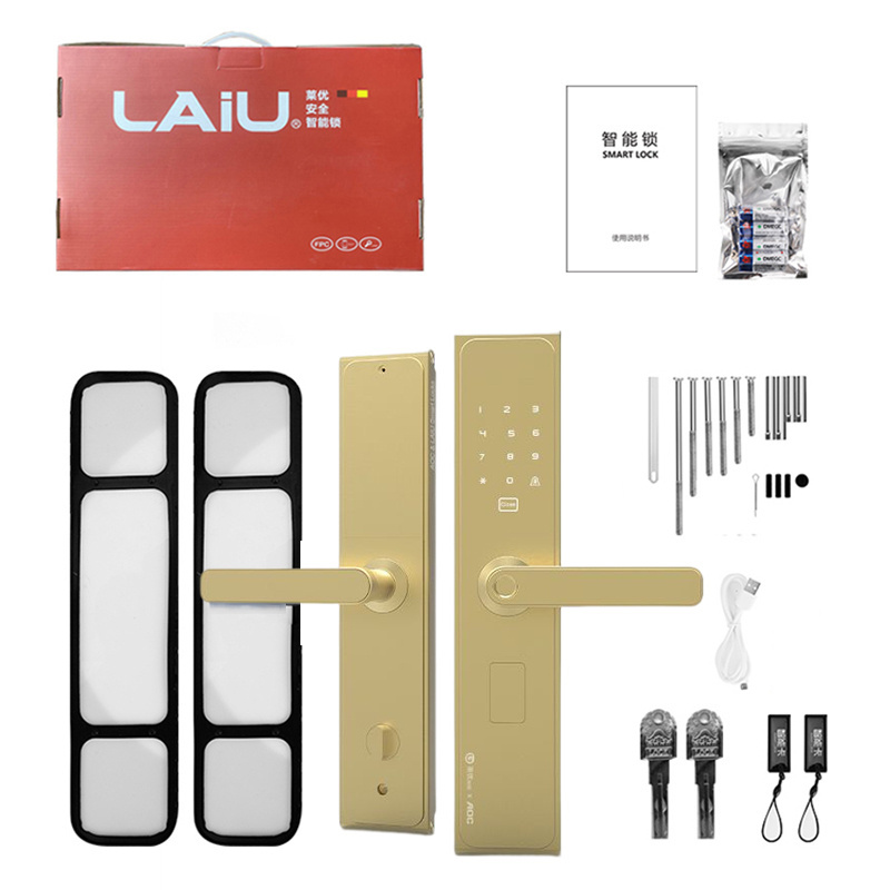 LAIU L8 Gold Security Aluminium Alloy Fingerprint Front Door Smart Lock with Tuya