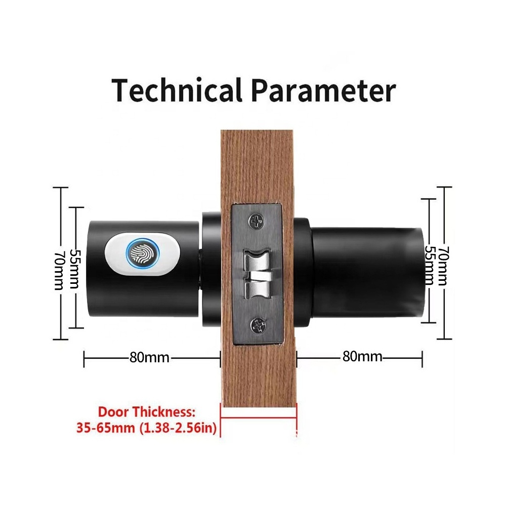 Amazon Simple install Tuya App Automatic Electronic Biometric Fingerprint Digital spherical smart knob home office door lock