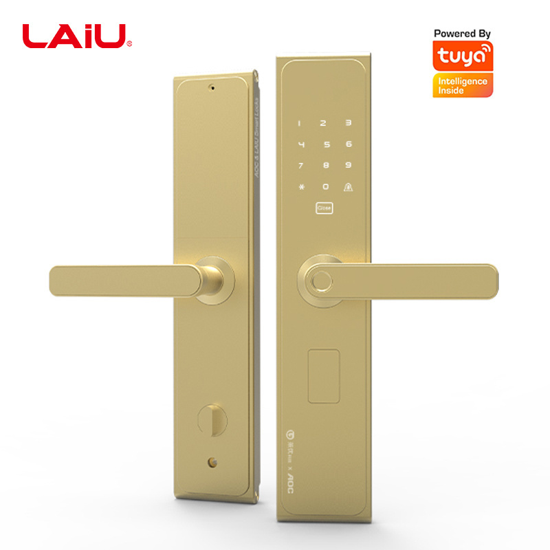 LAIU L8 Gold Security Aluminium Alloy Fingerprint Front Door Smart Lock with Tuya