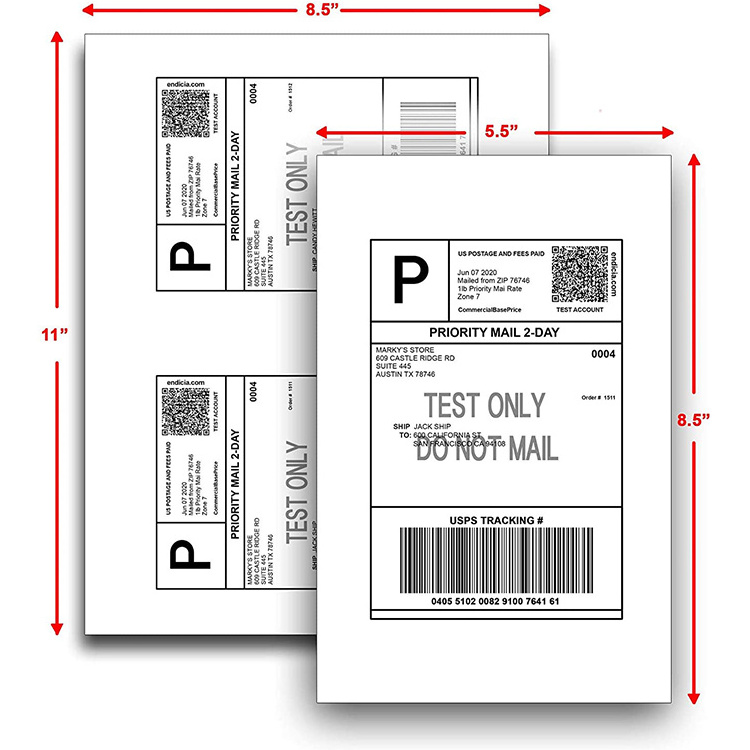 Half sheet A4 Permanent Adhesive Shipping Labels Shipping Address Stickers for Laser & Inkjet Printers