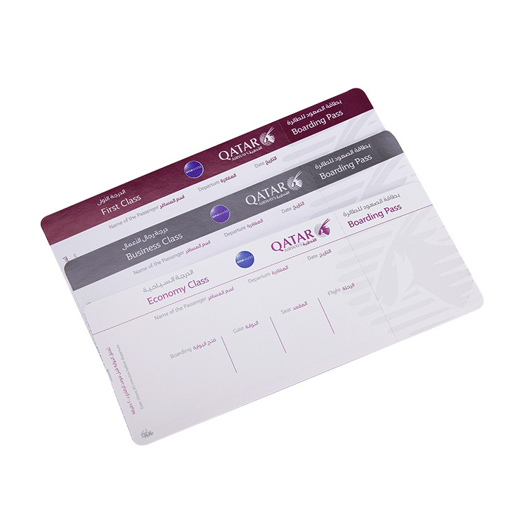 Factory price custom design printing airline paper boarding pass tickets