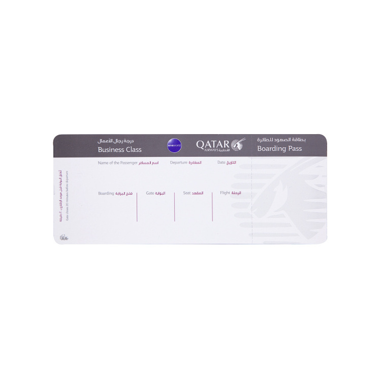 Factory price custom design printing airline paper boarding pass tickets