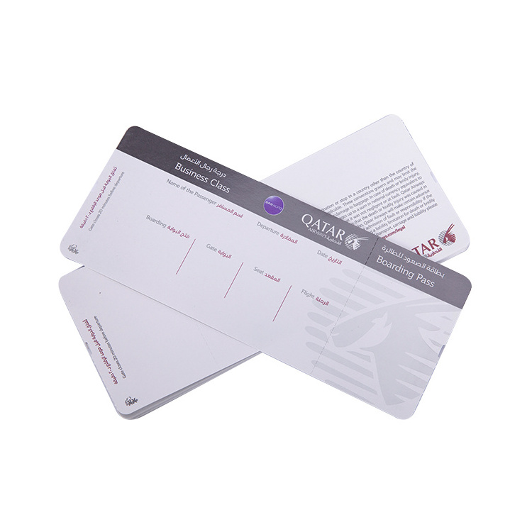 Factory price custom design printing airline paper boarding pass tickets