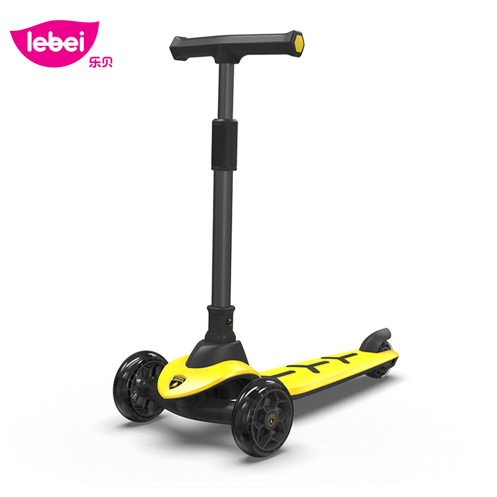 Lamborghini yellow step cycle  wide tire manual scooter for 10 year old