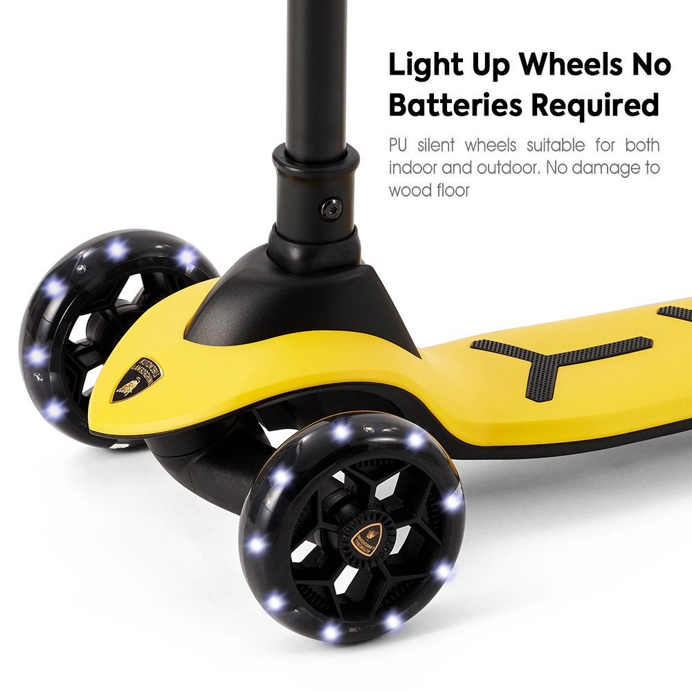 Lamborghini yellow step cycle  wide tire manual scooter for 10 year old