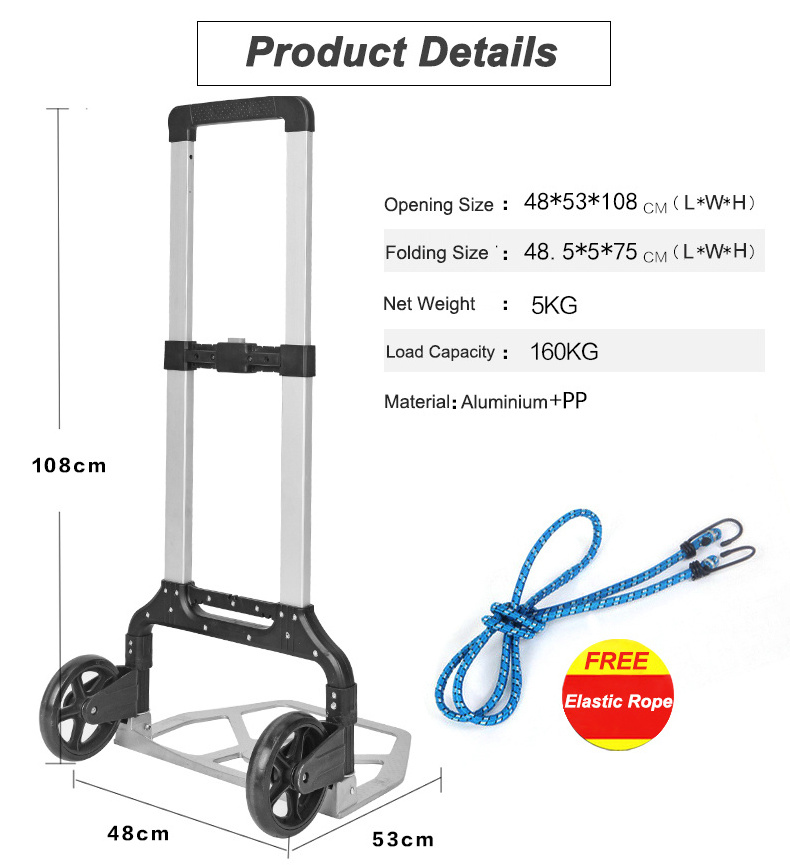 160kgs Aluminium Easy Carry Folding Trolley Truck Hand Cart Fht150