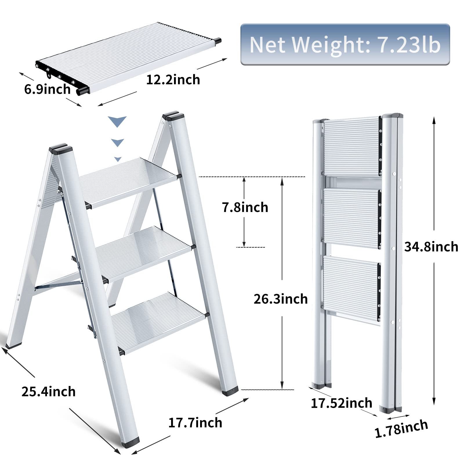 Mobile Tools Aluminum Scissors Folding Ladder Tools Aluminum Profiles Workshop Steel Step Stairs Abs Plastic Metal House Ladder