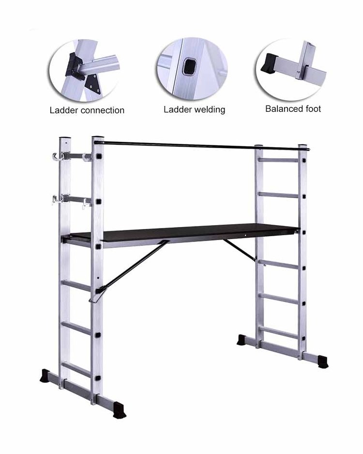 Collapsible Factory Aluminium Scaffolding Multipurpose Folding 6ft Ladder with Platform Ladders & Scaffoldings Ladder