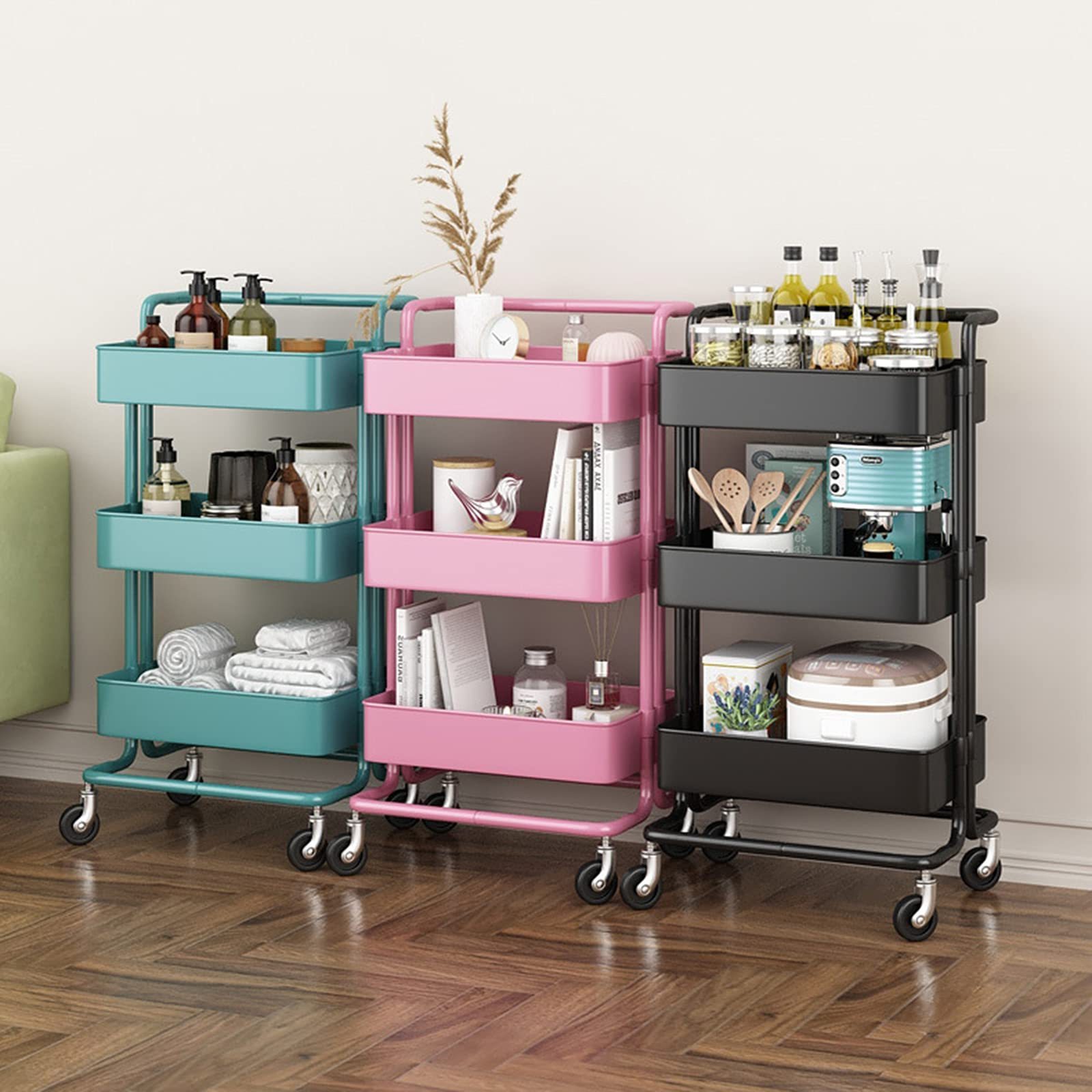 antistatic reel storage cart Storage Rack Kitchen Rolling Trolley Storage Holders Rack For Kitchen Household With Drawers Wheels