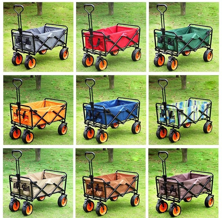 Outdoor Beach Picnic Camping Wagon Camping Cart Garden Trail Utility Cart Wagon Out Door Trolley Foldable Collapsible Folding GS