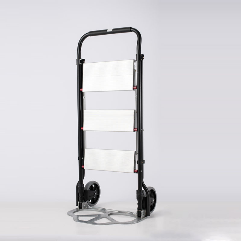 Multifunctional Ladder Hand Cart Folding Grocery Trolley Ladder Cart Aluminum Portable Cart 3 Step Ladder Hand Truck Trolley