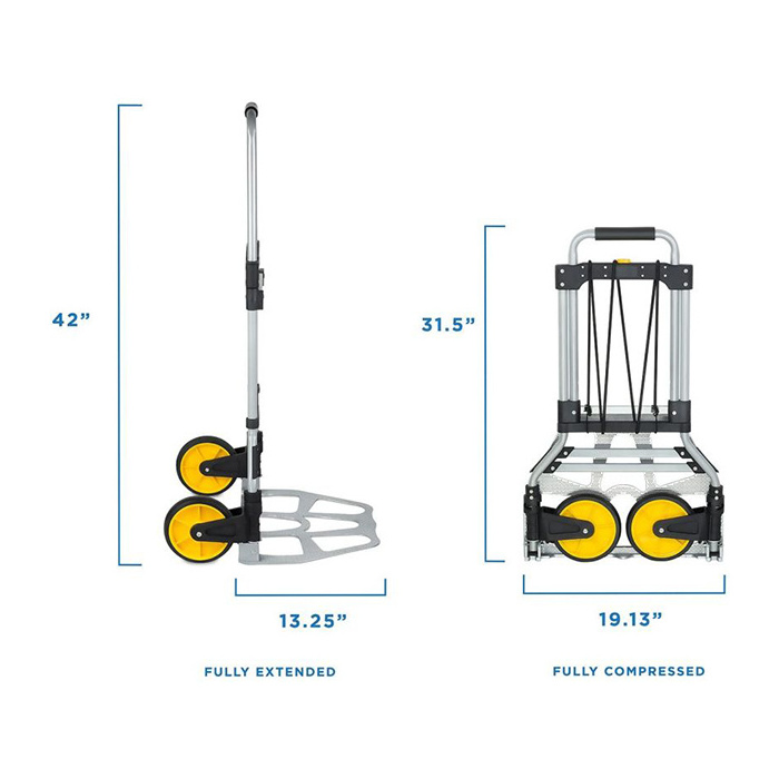 Aluminum Luggage Cart Folding Trolley Cart With 2 Big Wheel Heavy Load Trolley Cart Hand Truck Trolley