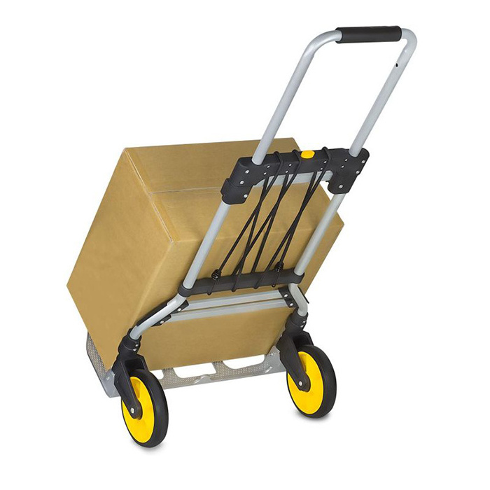 Aluminum Luggage Cart Folding Trolley Cart With 2 Big Wheel Heavy Load Trolley Cart Hand Truck Trolley