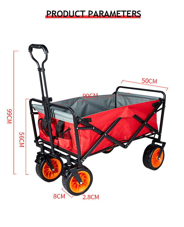 Outdoor Beach Picnic Camping Wagon Camping Cart Garden Trail Utility Cart Wagon Out Door Trolley Foldable Collapsible Folding GS