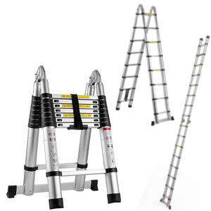 2.5+2.5m  Aluminum Double Sided Multipurpose Telescopic Step Ladder Ameristep Escalera Ladder Retractable 5m Ladder en131