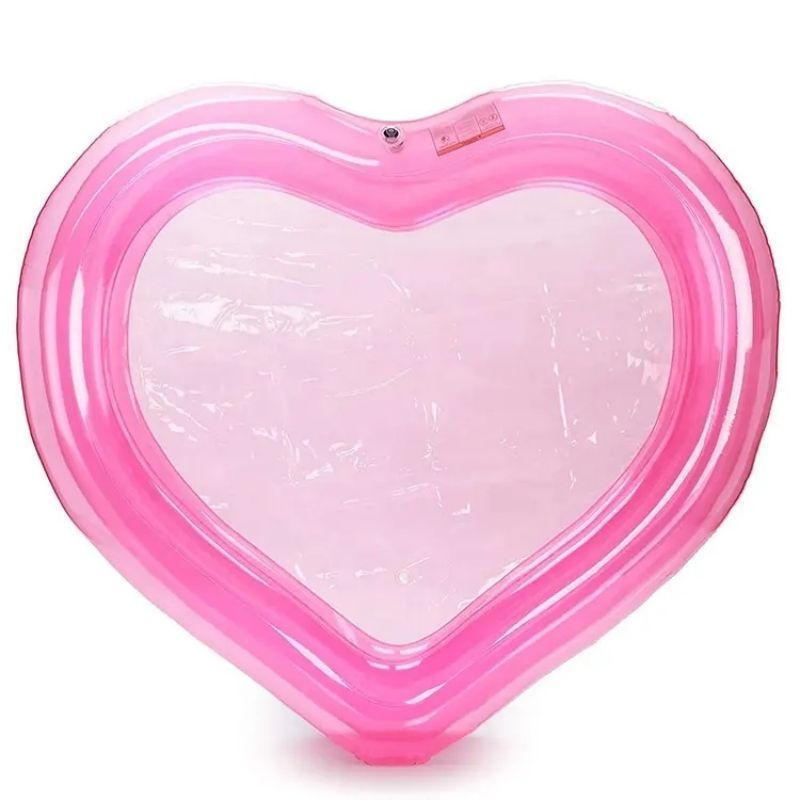 Heart-Shaped Inflatable Swimming Pool with 2 rings Large Blow Up Water Pool in Summer Pit Ball Pool