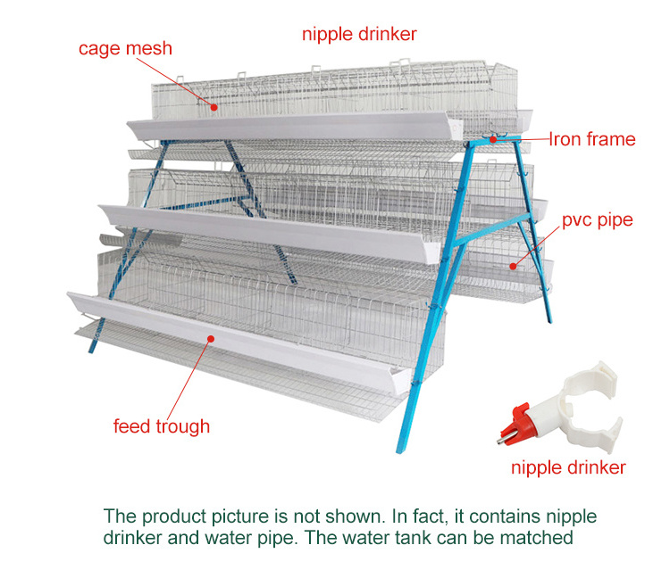 High Quality Battery Layer Water feeding System Chicken Coop Q235 Metal Wire 3 Layer poultry chicken cage