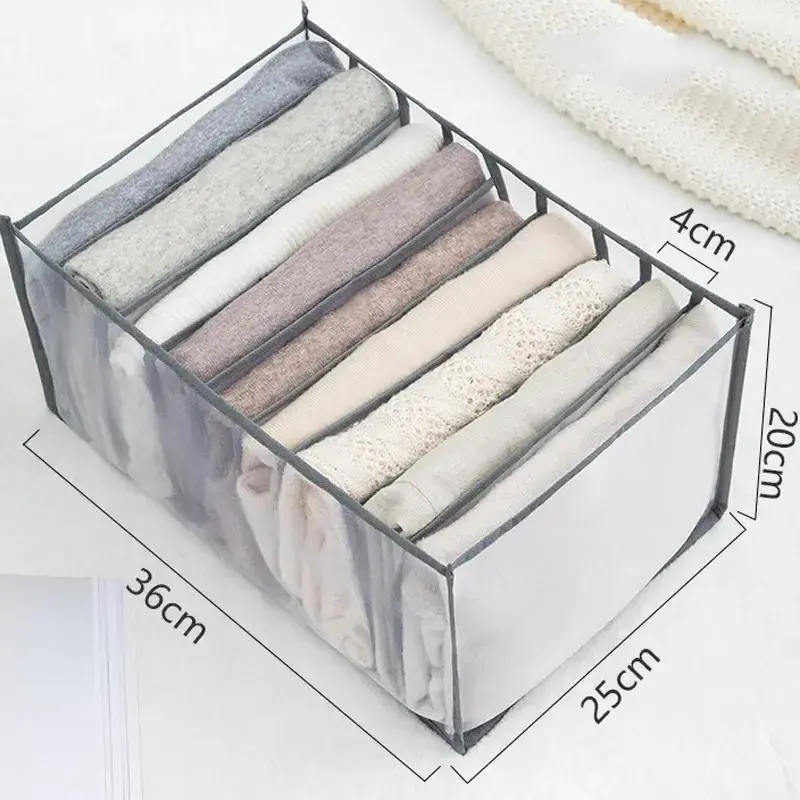 Wardrobe Clothes Drawer Organizer Nylon Mesh Divider Storage Box for Jeans T-shirt Closet Organizer