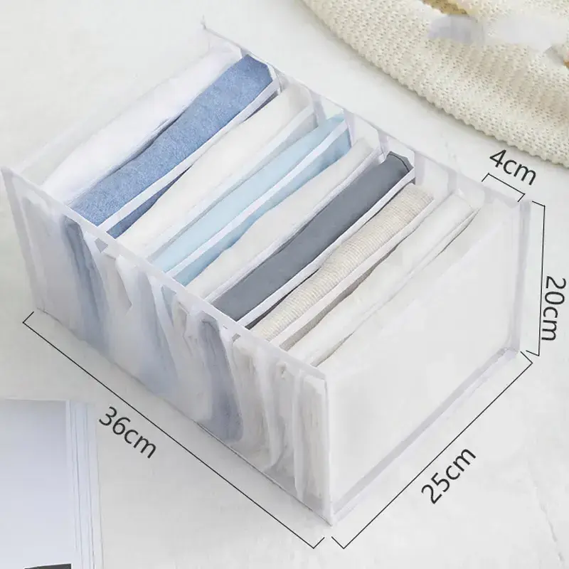 Wardrobe Clothes Drawer Organizer Nylon Mesh Divider Storage Box for Jeans T-shirt Closet Organizer