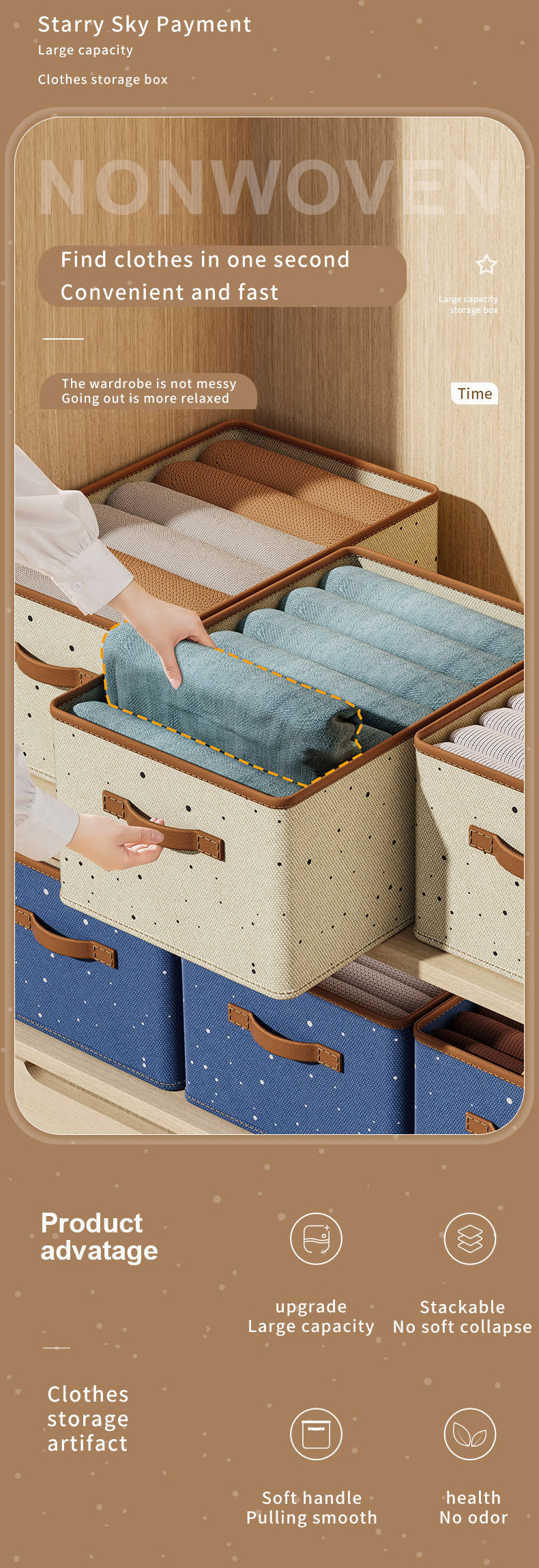 Wardrobe Clothes Organizer Jeans Cabinet Storage bin cubes Box Foldable Closet Drawer Organizer Clothes Box for Bedroom