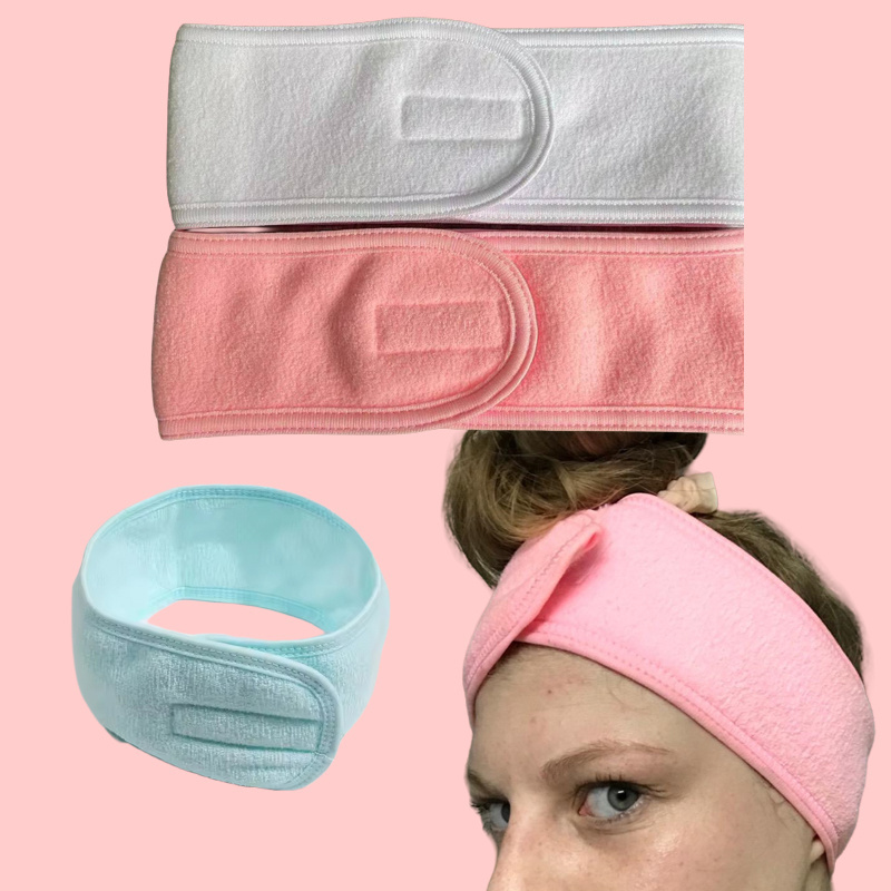 Facial Spa with makeup shower sports headband adjustable elastic sweat absorption headband with magic tape