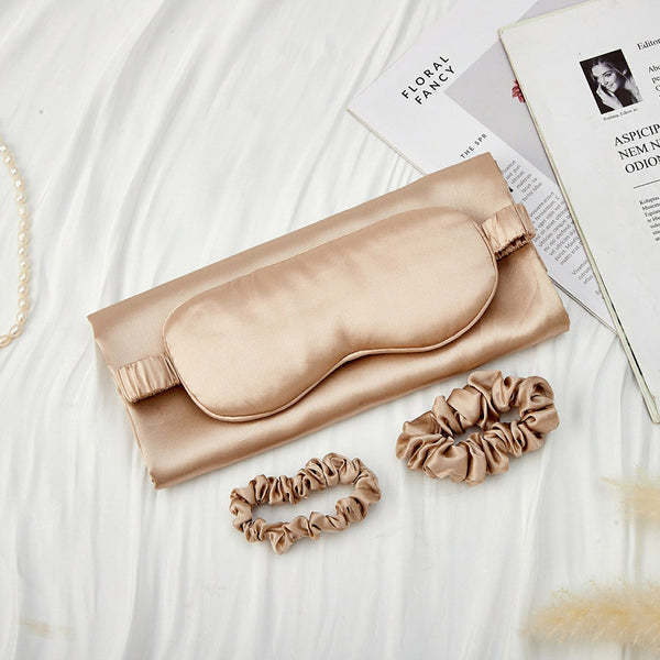 Wholesale custom 19 22 25 momme 6A 100% mulberry silk pillowcase set with eye mask oversized scrunchie pure silk pillow case