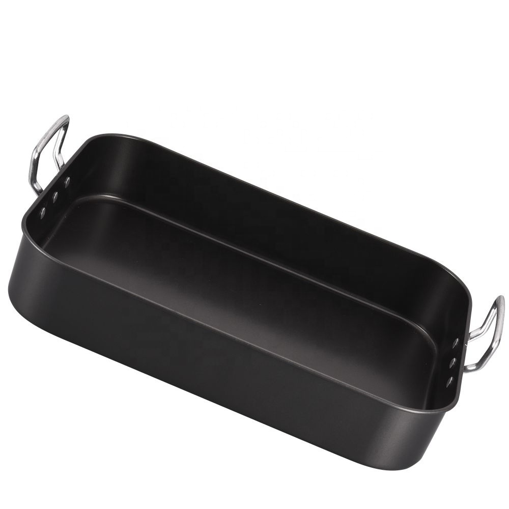 kitchenware Cooking turkey baking pan with rack iron roasting deep tray Roaster tray enamel roasting pans