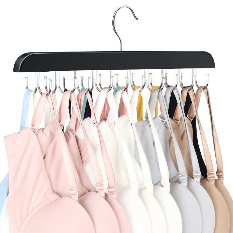 Bra Tank Top Hanger 20 Hooks Capacity Foldable Wood Space Saving Hanger Closet Organizers and Storage