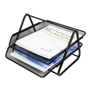 2 Tier Desk File Organizer,  Metal Mesh Paper Letter Tray