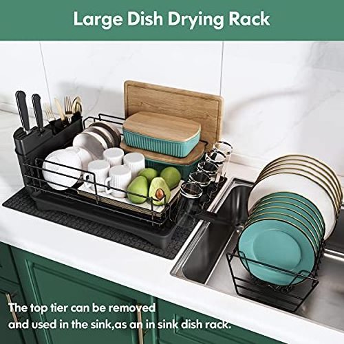 Rust Proof Foldable Dish Drying Rack 2 Tier Metal Dish Drainer Rack Over The Sink Dish Rack for Kitchen