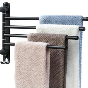 Black Wall Mounted Towel Rack SUS304 Stainless Steel Towel Bar, Swivel Towel Haolder,Space Saving Towel Racks for Bathroom