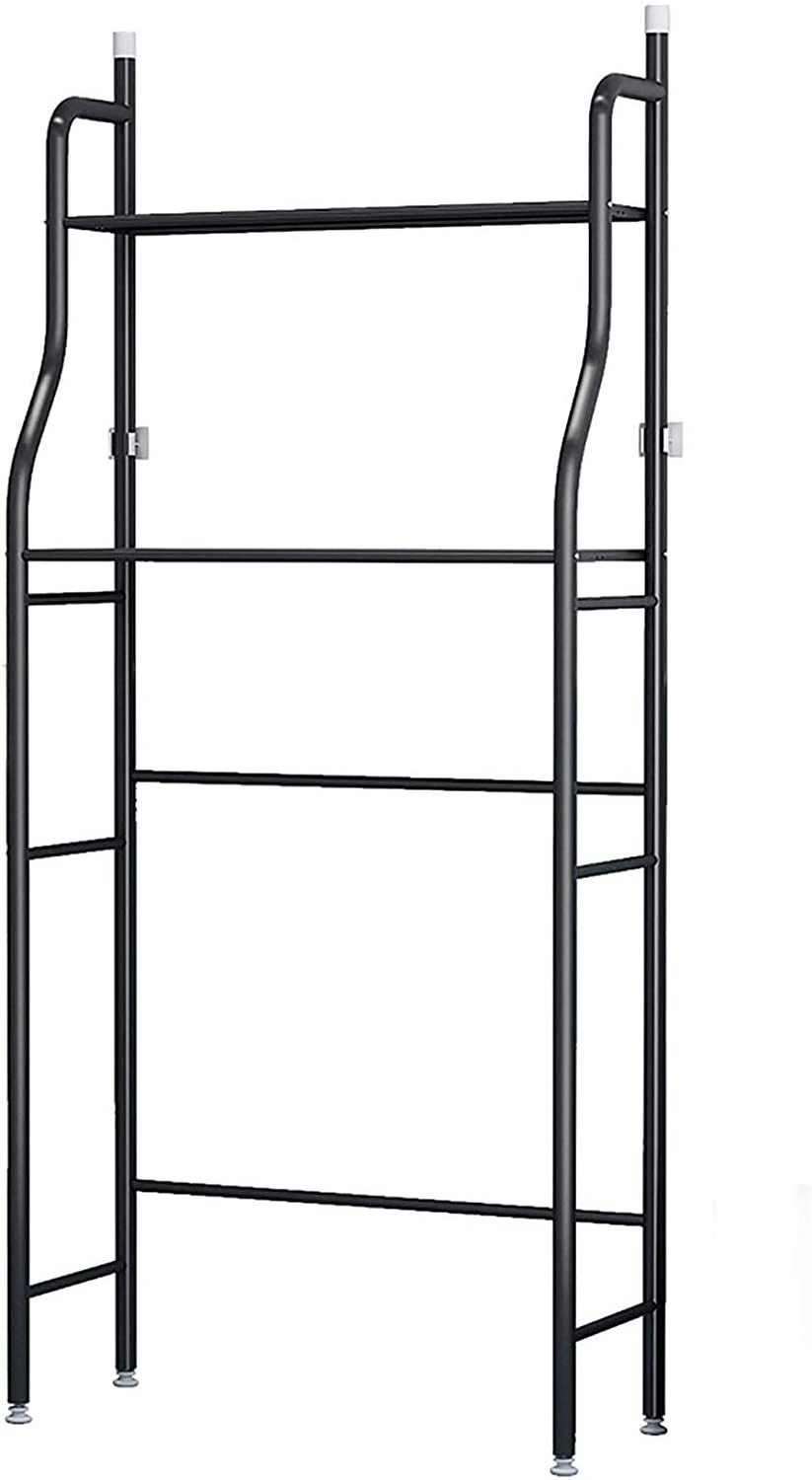 Bathroom Black Metal Wire Toilet Storage Rack with Hanging Rod