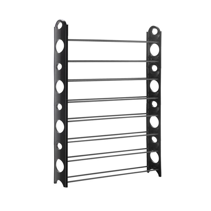 Home Living Room Black Plastic Shoe Rack Storage 10 Layers Stackable Shoes Rack Organizer for Entryways Cabinet