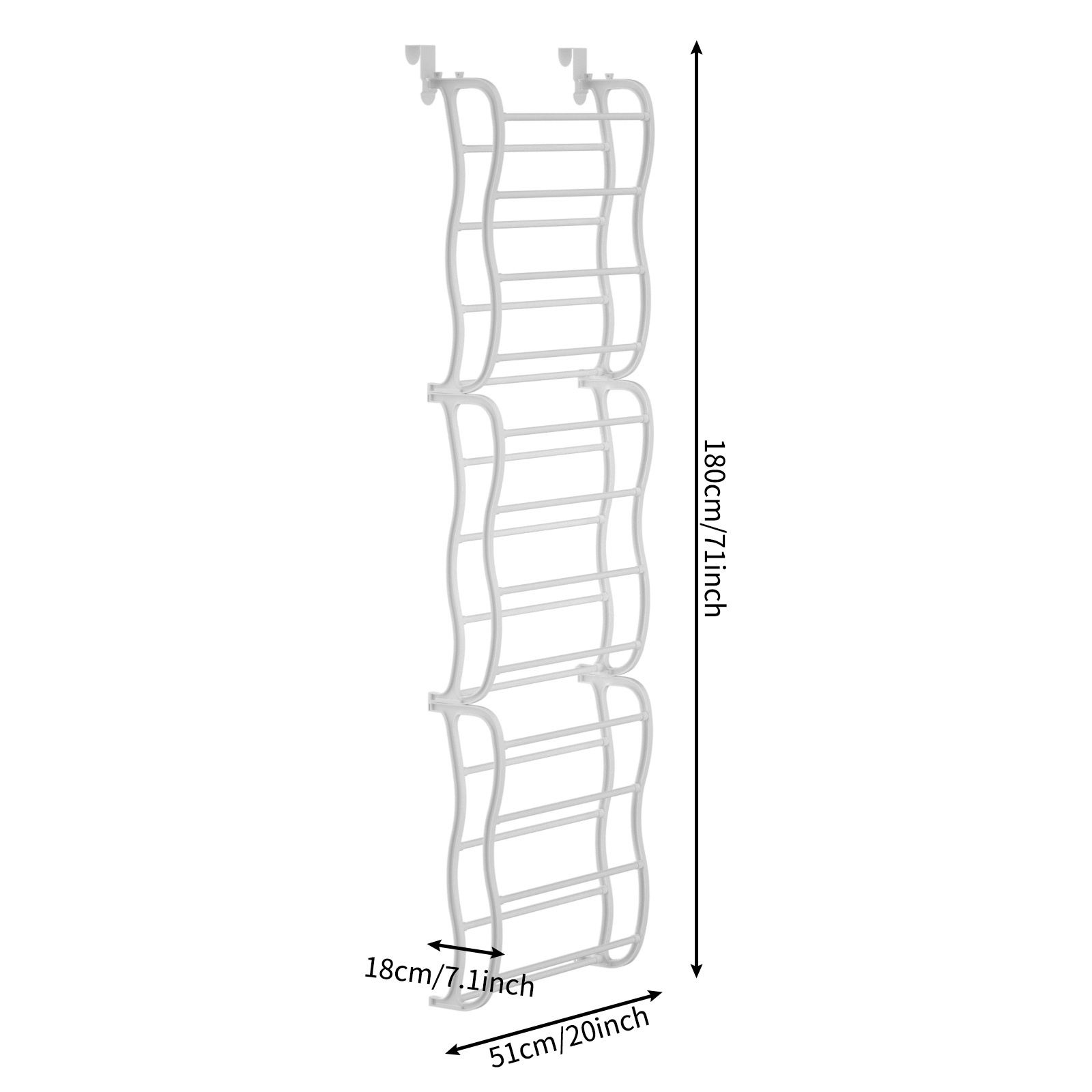 12 Tier Over-The-Door Shoe Rack 12 Layers Wall Hanging Closet White Shoe Organizer Storage Stand for 36 Pairs Shoes