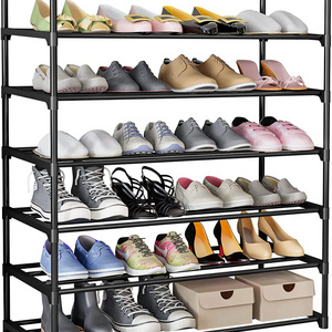 Sturdy and Durable 6 Tiers Black Metal Iron Stackable Shoe Rack for Closet Entryway Hallway Bedroom