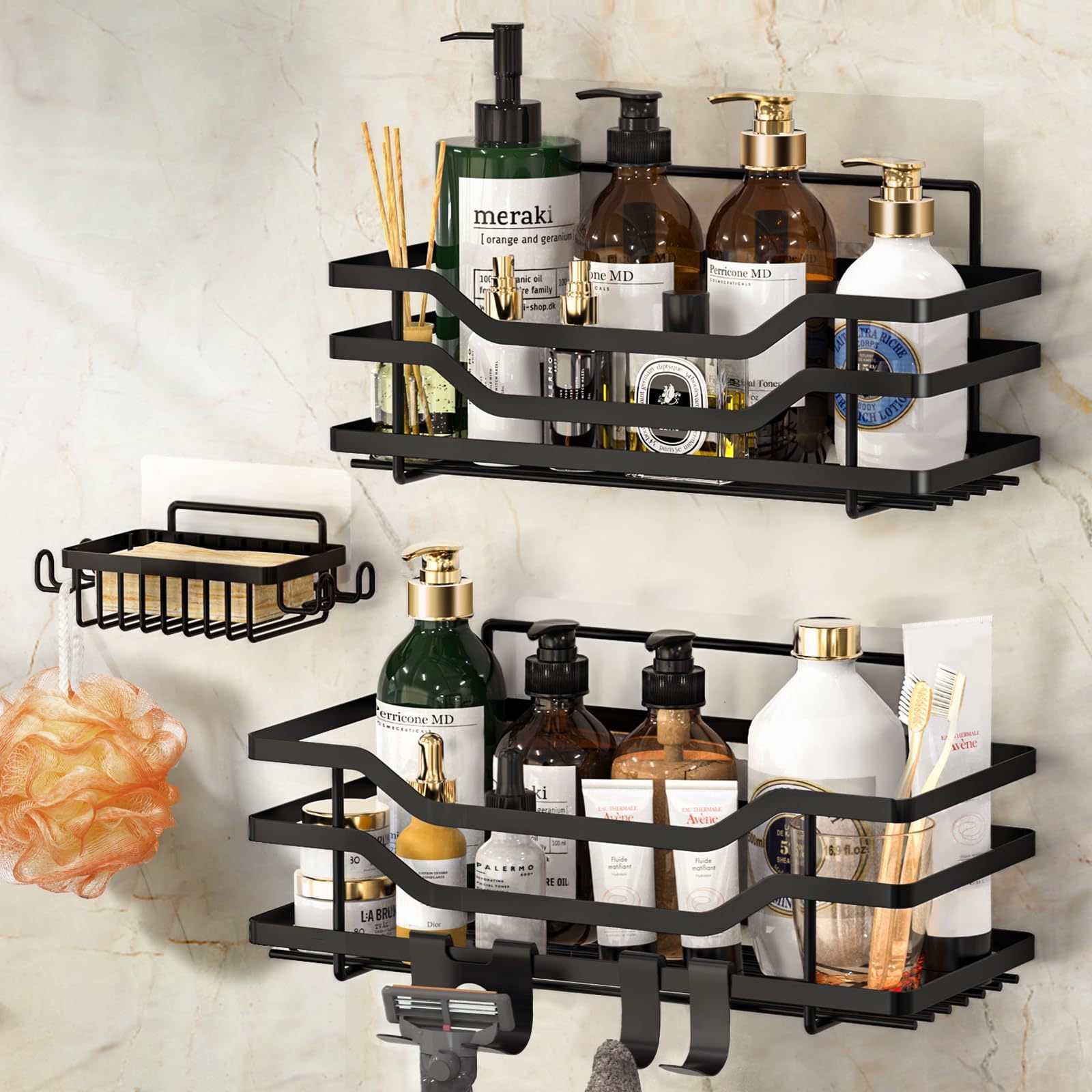 bathroom shelf adhesive stainless steels black bathroom basket shelves with hooks shower caddy