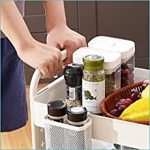 Household Organizer Trolley 3 Tier Utility Storage Cart Rolling Kitchen Storage Rack With DIY Pegboard