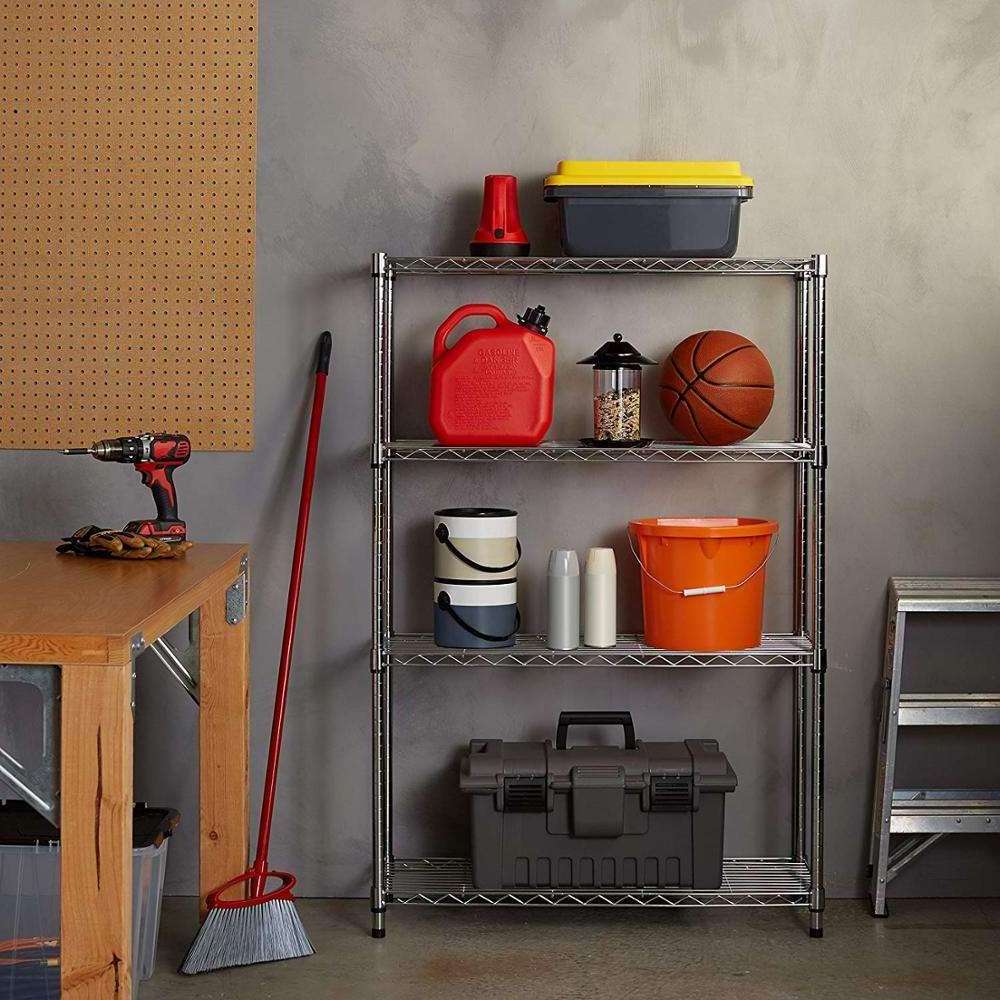 Home 4 Tiers Silver Metal  Wire Storage Organizer Shelf For Home Office Storage