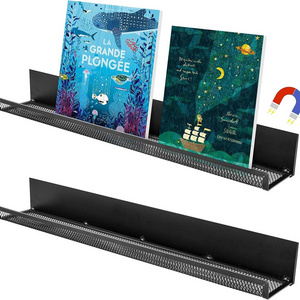 Kid Room Office Teacher Storage 17Inch 2 Pack  Metal Floating  Magnetic Book Shelf for Whiteboard Classroom