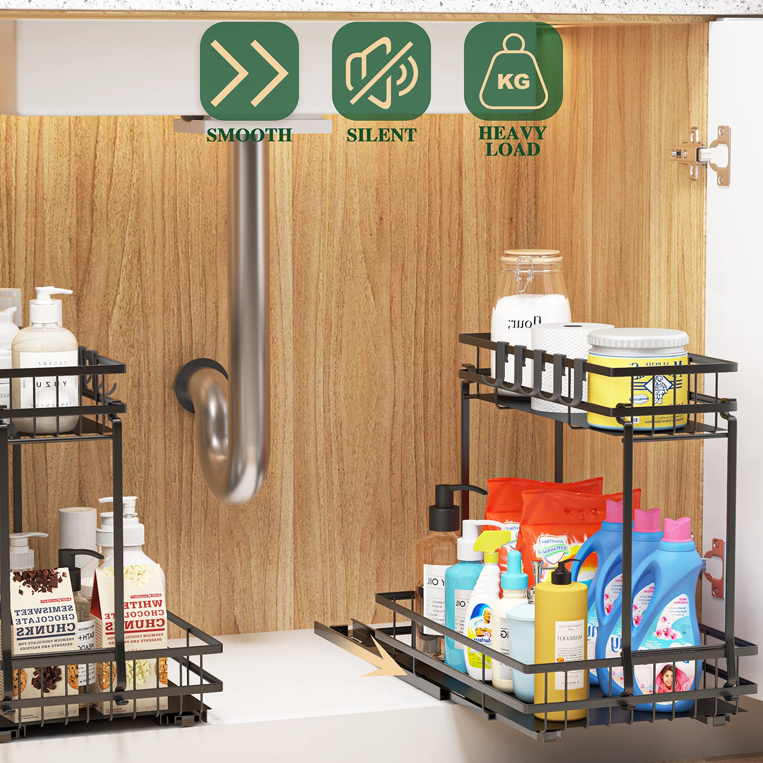 Under Sink Organizer and Storage Under Cabinet Storage and Organizers 2 Tier Metal Pull Out Under Sink Organizer for Kitchen