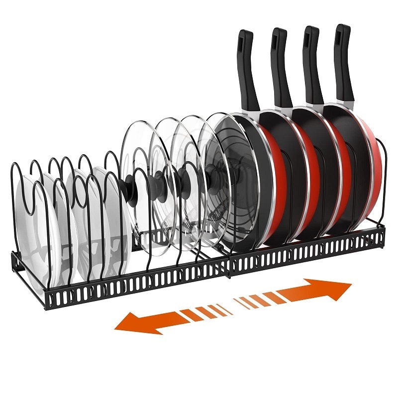 Expandable Pot Rack Adjustable Pot Lid Organizer Holders Pot Rack for Cabinet Kitchen Storage