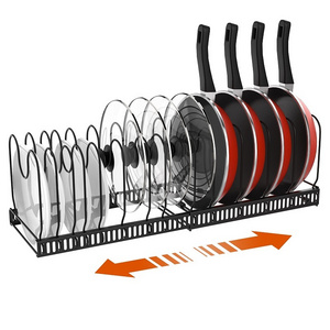 Expandable Pot Rack Adjustable Pot Lid Organizer Holders Pot Rack for Cabinet Kitchen Storage