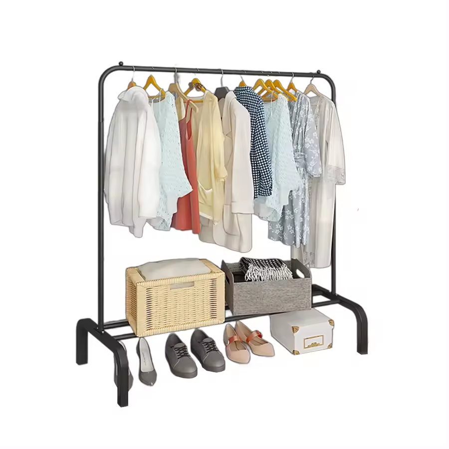 Bedroom Portable Floor Standing Metal Hanging Clothes Rack