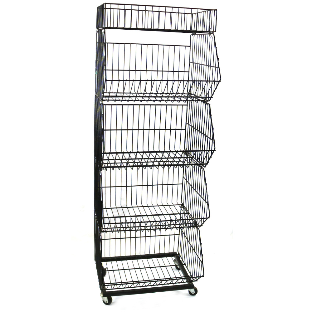 5 Tiers Floor Metal Wire Display Rack for store candy Pushing Sale