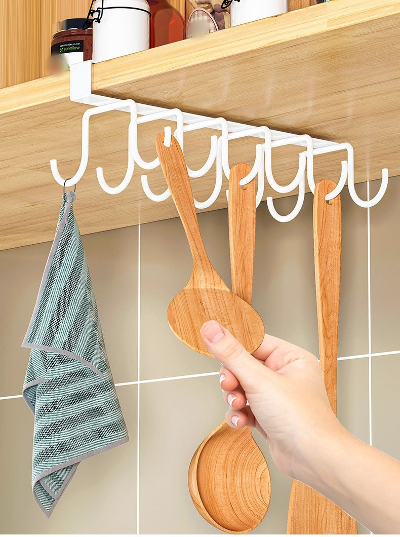 Multifunctional 12 Hooks Storage Shelf Wardrobe Cabinet Metal Under Shelves Mug Cup Hanger Bathroom Kitchen Organize