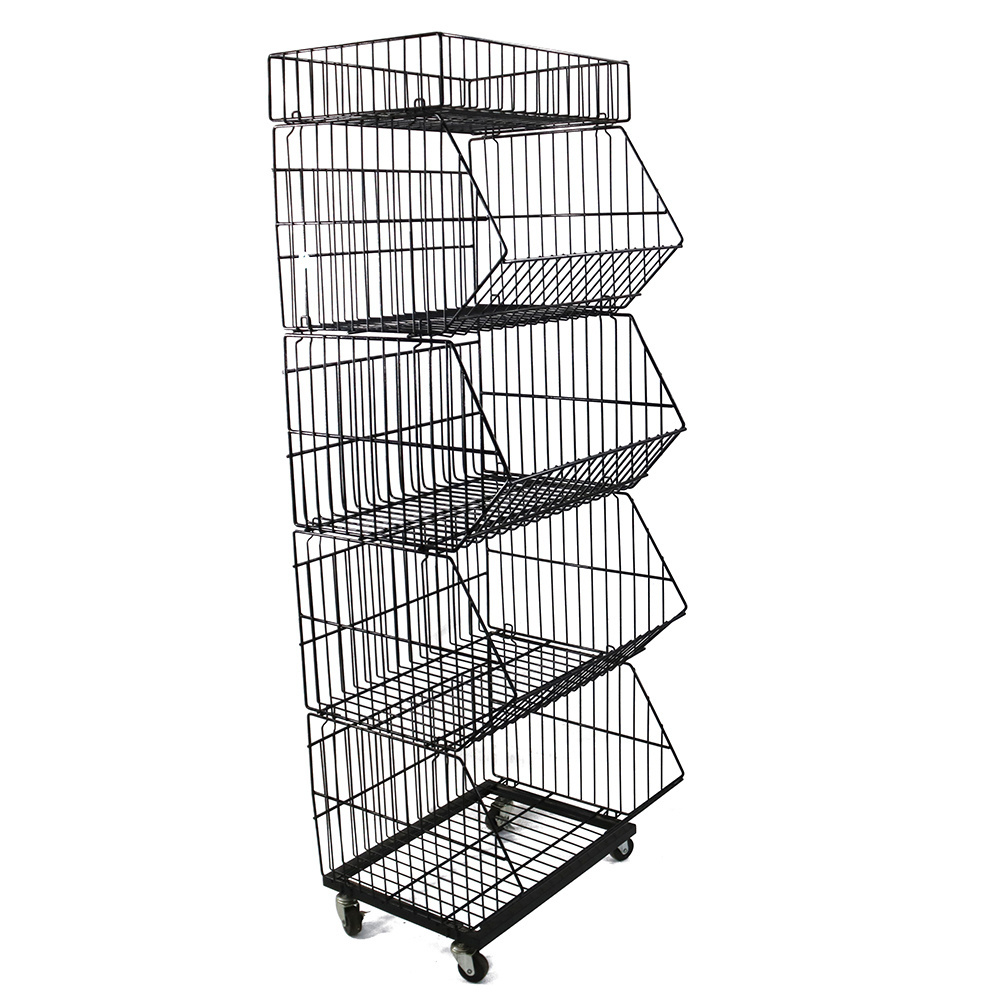 5 Tiers Floor Metal Wire Display Rack for store candy Pushing Sale